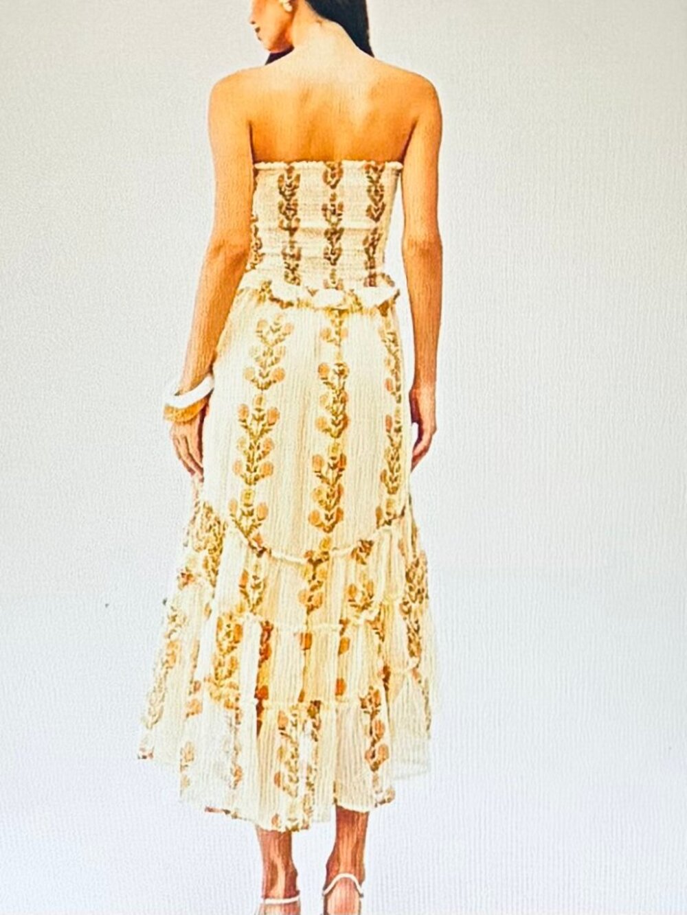 Free People Alejandro Floral Midi Dress in Yellow & Green (L) New With Tag - Picture 3 of 13